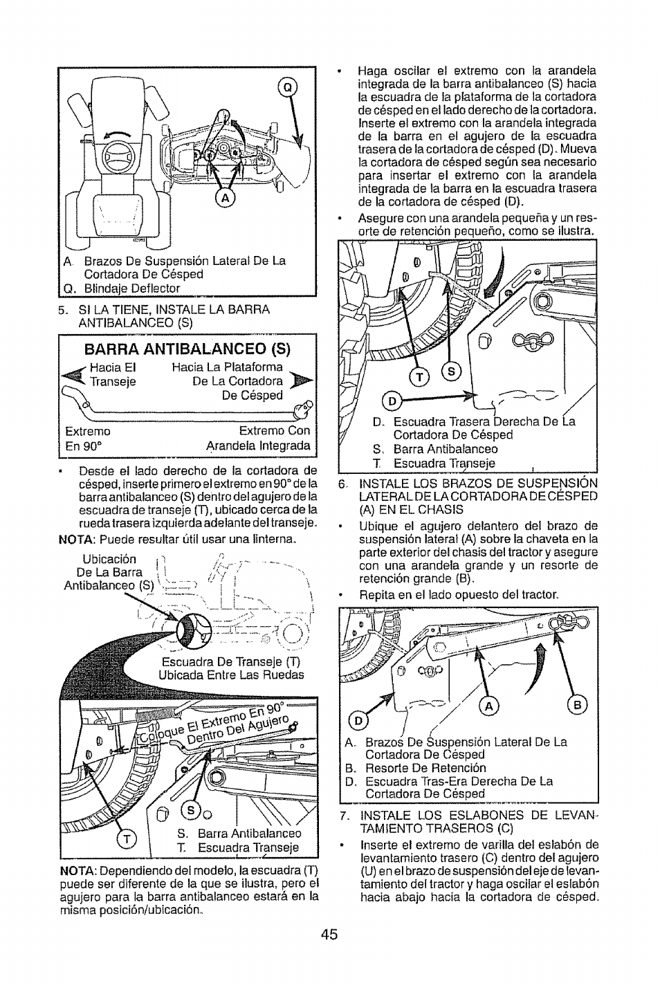 Barra antibalanceo (s) | Craftsman 917.28948 User Manual | Page 45 / 72
