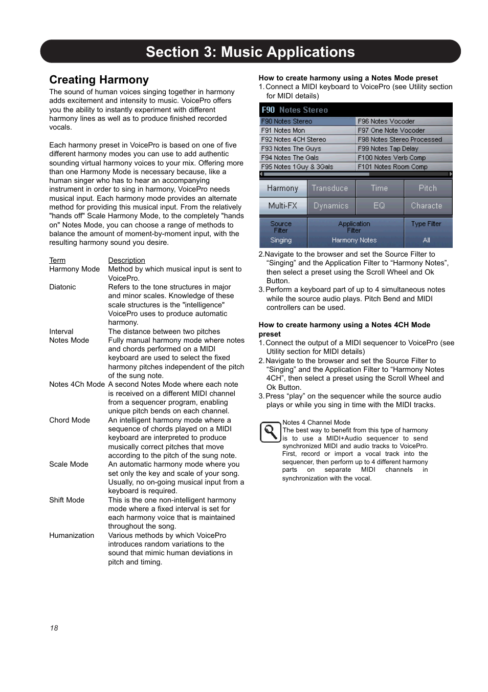 Creating harmony | TC-Helicon VoicePro User Manual | Page 18 / 77