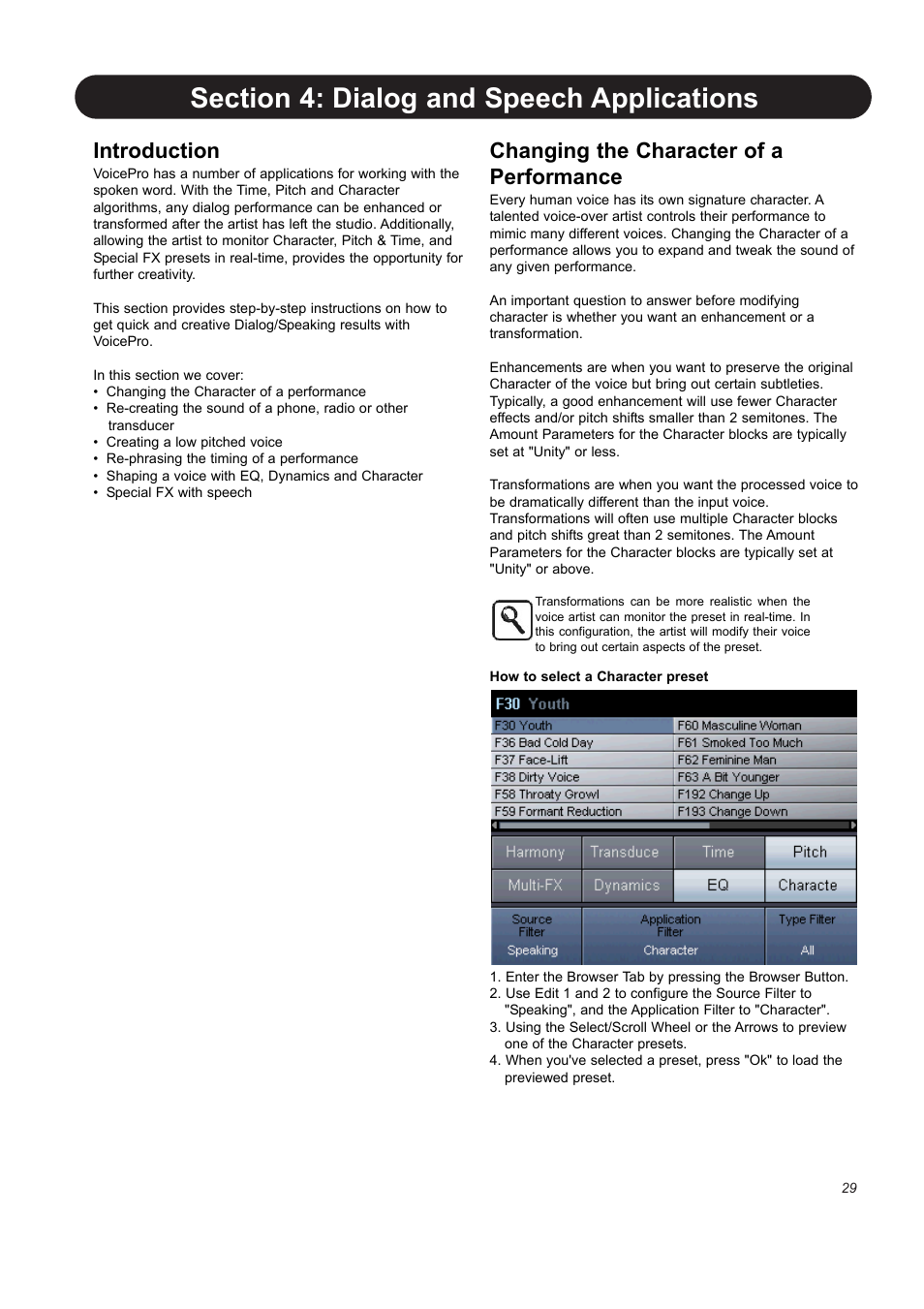 Introduction, Changing the character of a performance | TC-Helicon VoicePro User Manual | Page 29 / 77