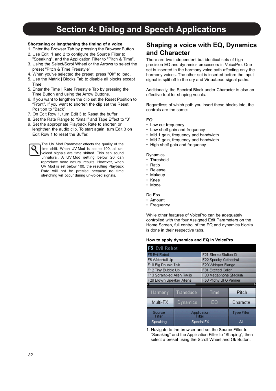 Shaping a voice with eq, dynamics and character | TC-Helicon VoicePro User Manual | Page 32 / 77