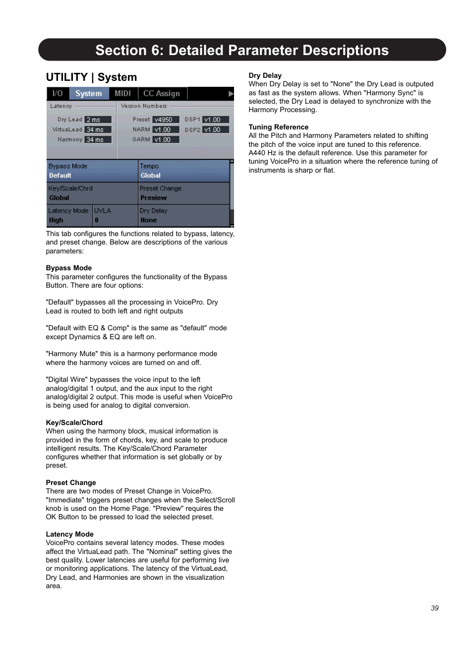 Utility | system | TC-Helicon VoicePro User Manual | Page 39 / 77