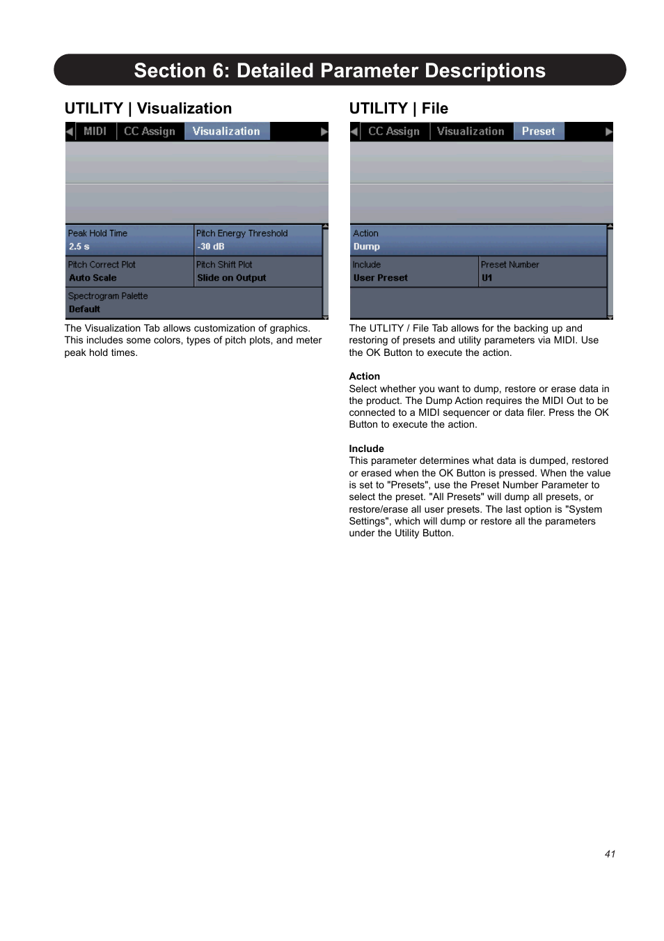 Utility | visualization, Utility | file | TC-Helicon VoicePro User Manual | Page 41 / 77