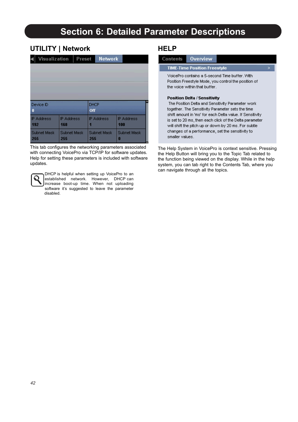 Utility | network, Help | TC-Helicon VoicePro User Manual | Page 42 / 77