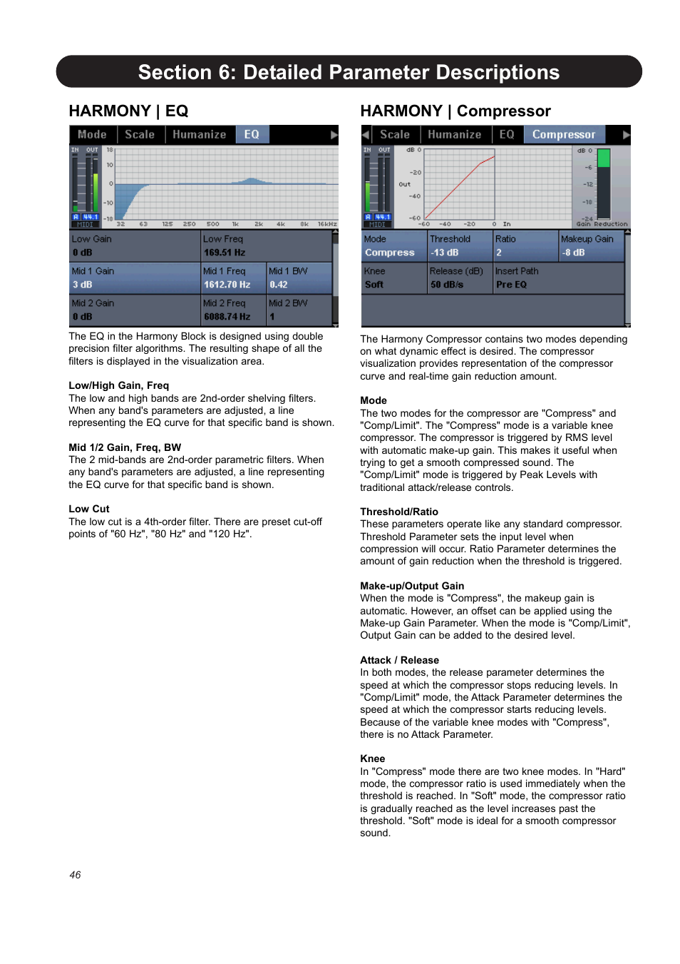 Harmony | eq, Harmony | compressor | TC-Helicon VoicePro User Manual | Page 46 / 77