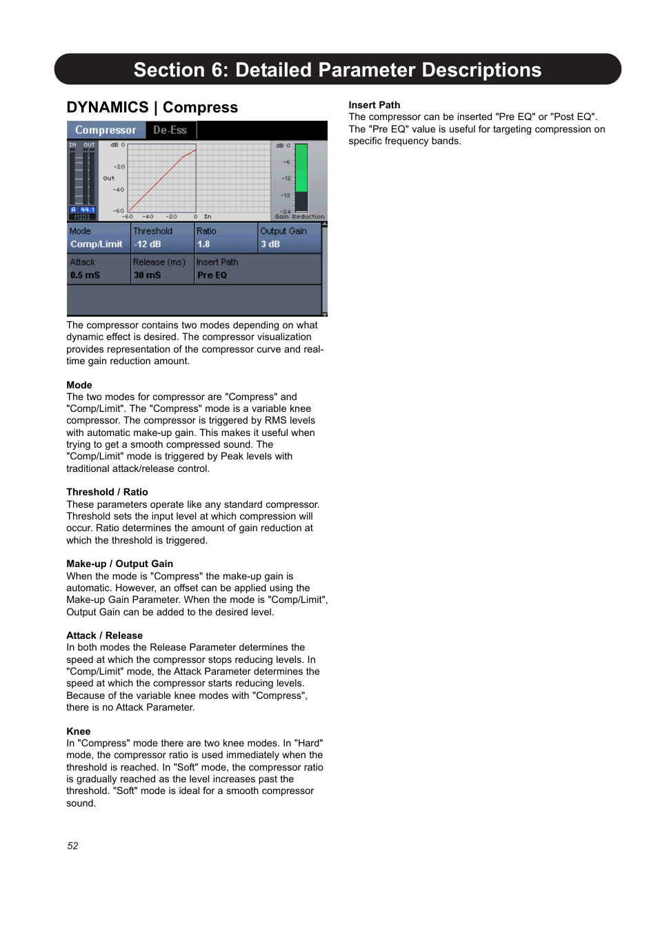 Dynamics | compress | TC-Helicon VoicePro User Manual | Page 52 / 77