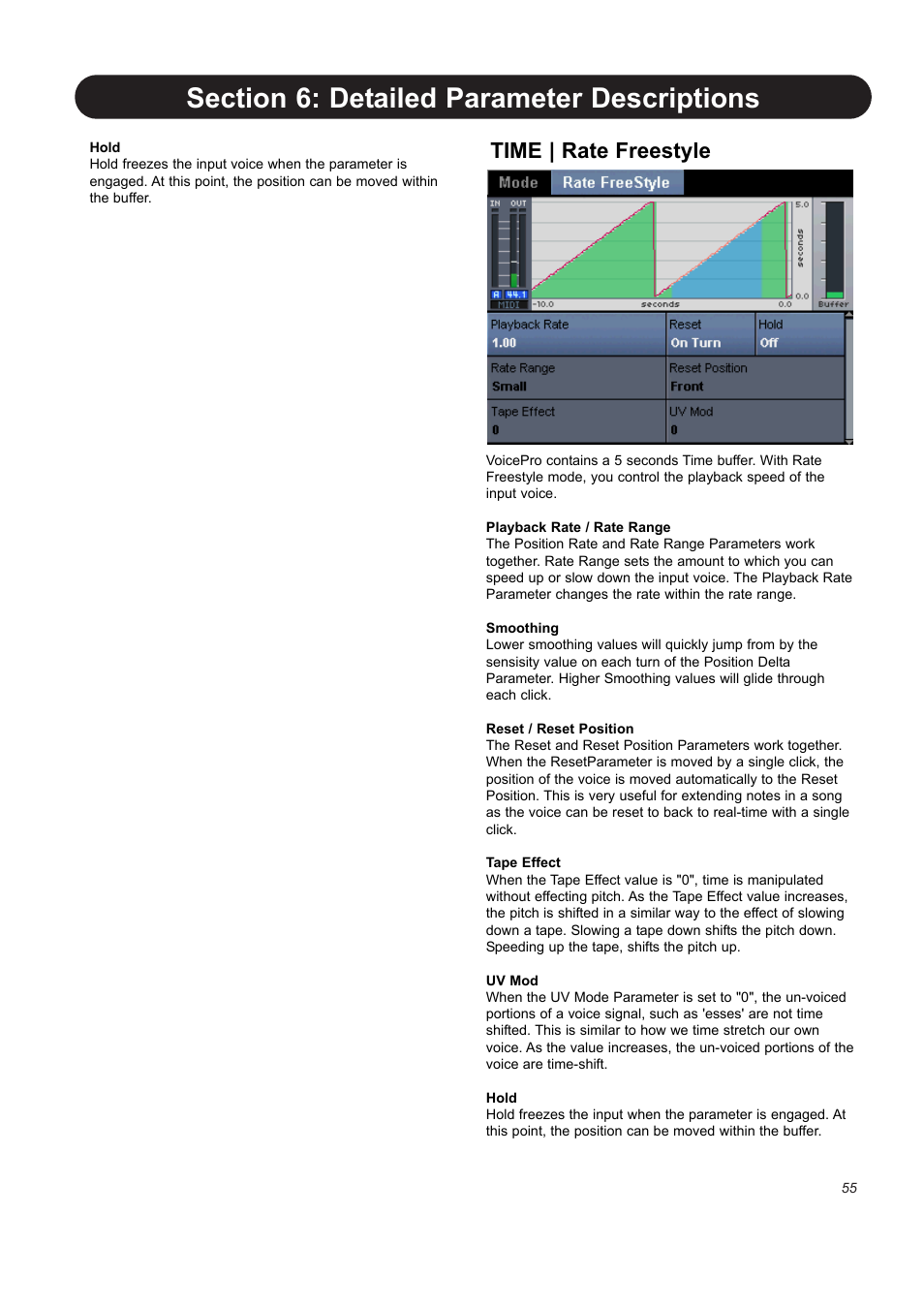 Time | rate freestyle | TC-Helicon VoicePro User Manual | Page 55 / 77