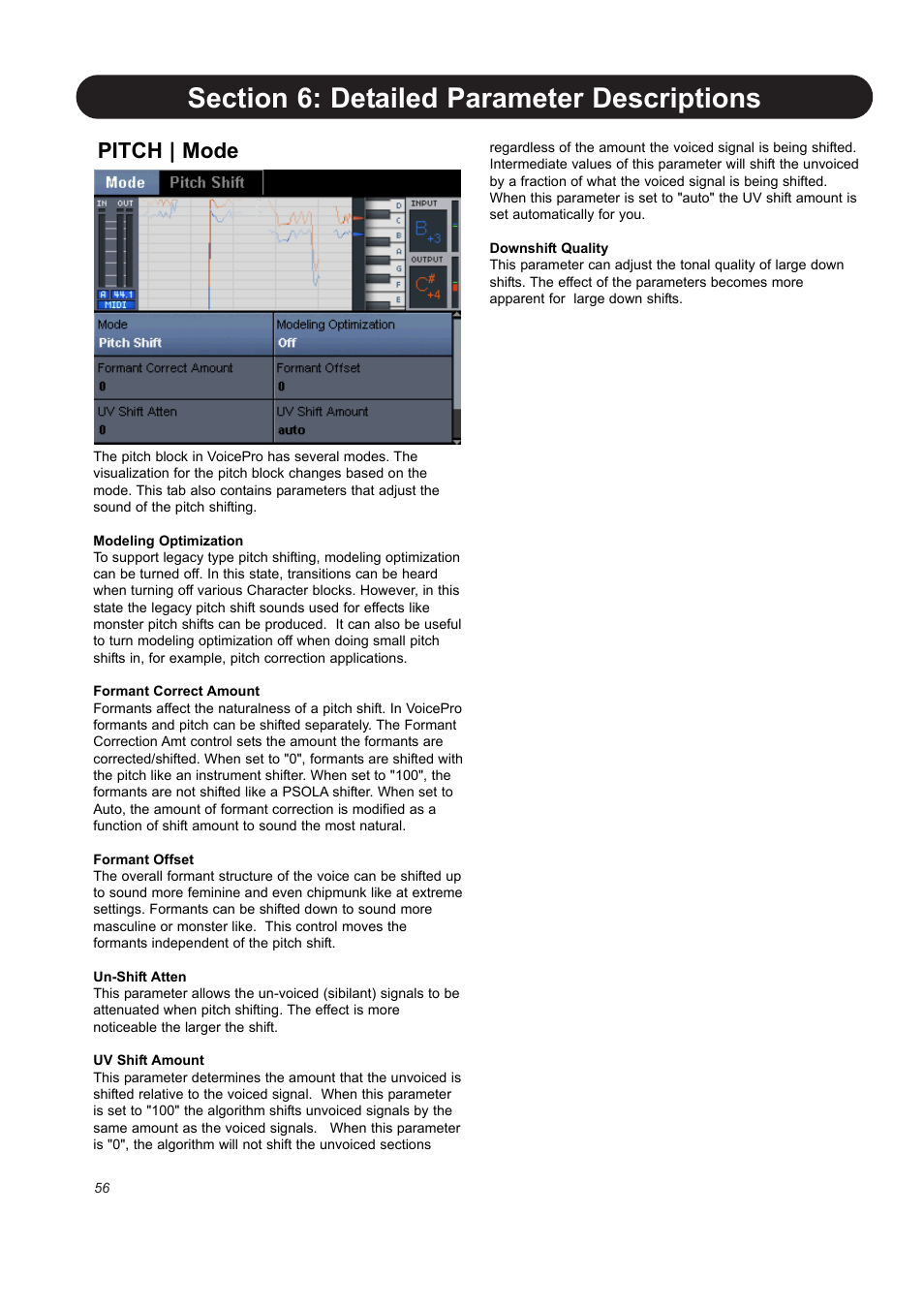 Pitch | mode | TC-Helicon VoicePro User Manual | Page 56 / 77