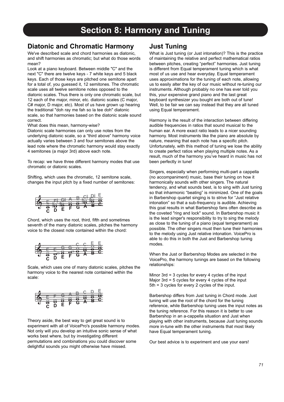 Diatonic and chromatic harmony, Just tuning | TC-Helicon VoicePro User Manual | Page 71 / 77