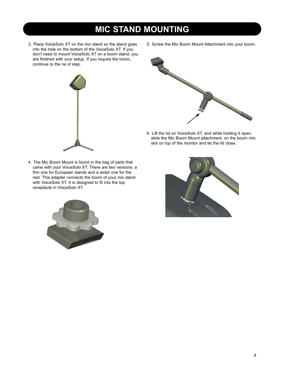 Mic stand mounting | TC-Helicon VoiceSolo VSM-200 XT User Manual | Page 11 / 16