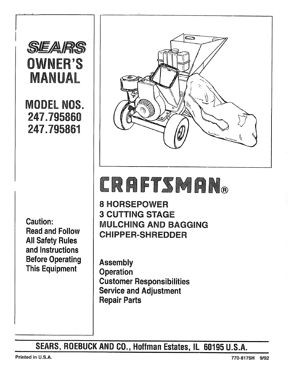 Craftsman 247.795861 User Manual | 16 pages