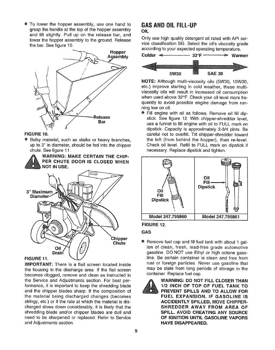 Gas and oil fill-up | Craftsman 247.795861 User Manual | Page 9 / 16