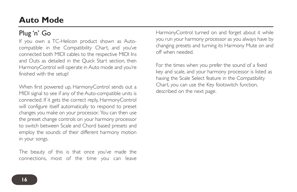 Auto mode | TC-Helicon HarmonyControl Guitar User Manual | Page 15 / 24