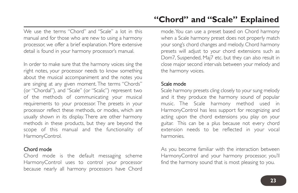 Chord” and “scale” explained | TC-Helicon HarmonyControl Guitar User Manual | Page 22 / 24