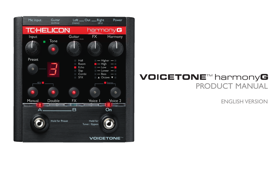 TC-Helicon VoiceTone Harmony-G Manual User Manual | 24 pages