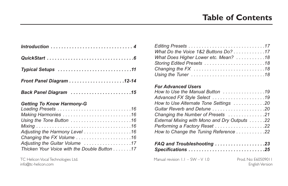 TC-Helicon VoiceTone Harmony-G Manual User Manual | Page 2 / 24