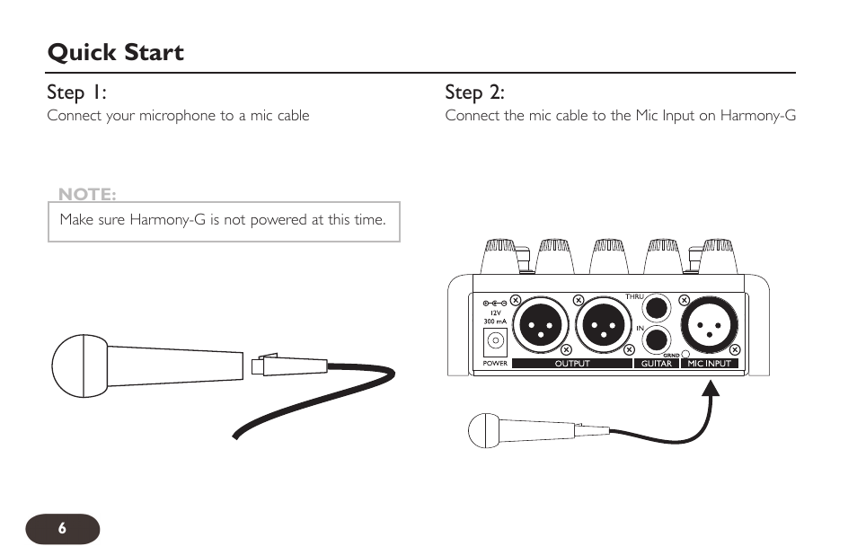 Quick start | TC-Helicon VoiceTone Harmony-G Manual User Manual | Page 5 / 24