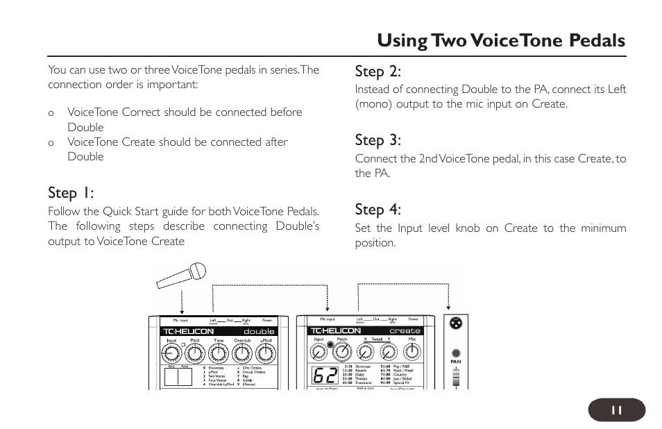 Using two voicetone pedals | TC-Helicon VoiceTone Double User Manual | Page 10 / 25
