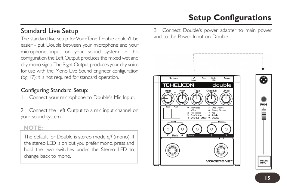 Setup configurations | TC-Helicon VoiceTone Double User Manual | Page 14 / 25