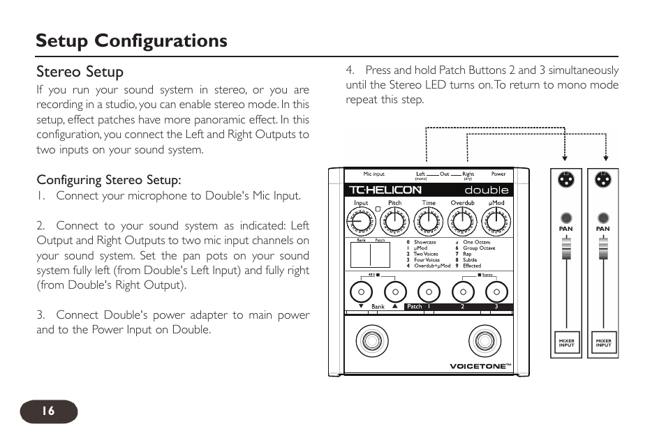 Setup configurations | TC-Helicon VoiceTone Double User Manual | Page 15 / 25