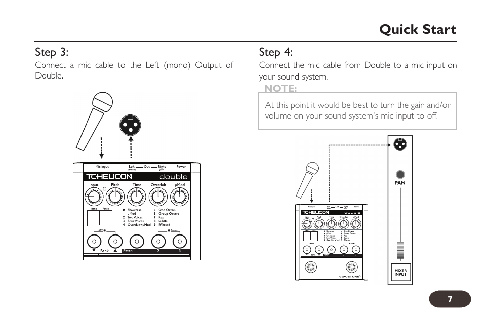 Quick start | TC-Helicon VoiceTone Double User Manual | Page 6 / 25