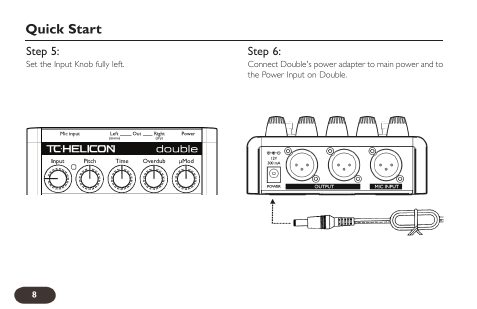 Quick start | TC-Helicon VoiceTone Double User Manual | Page 7 / 25