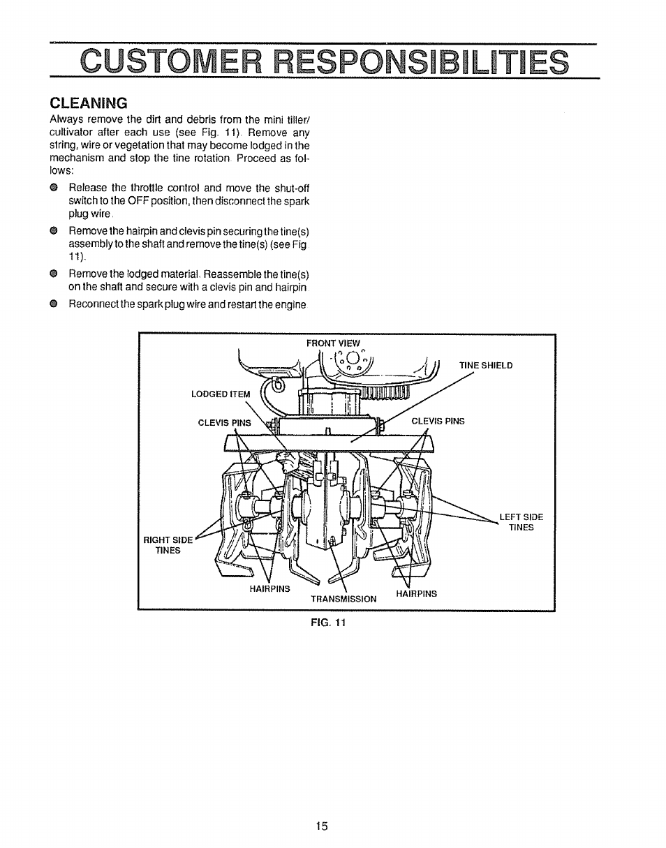 Cleaning, Eijg, L?£fonsibiuties | Craftsman 536.797500 User Manual | Page 15 / 20