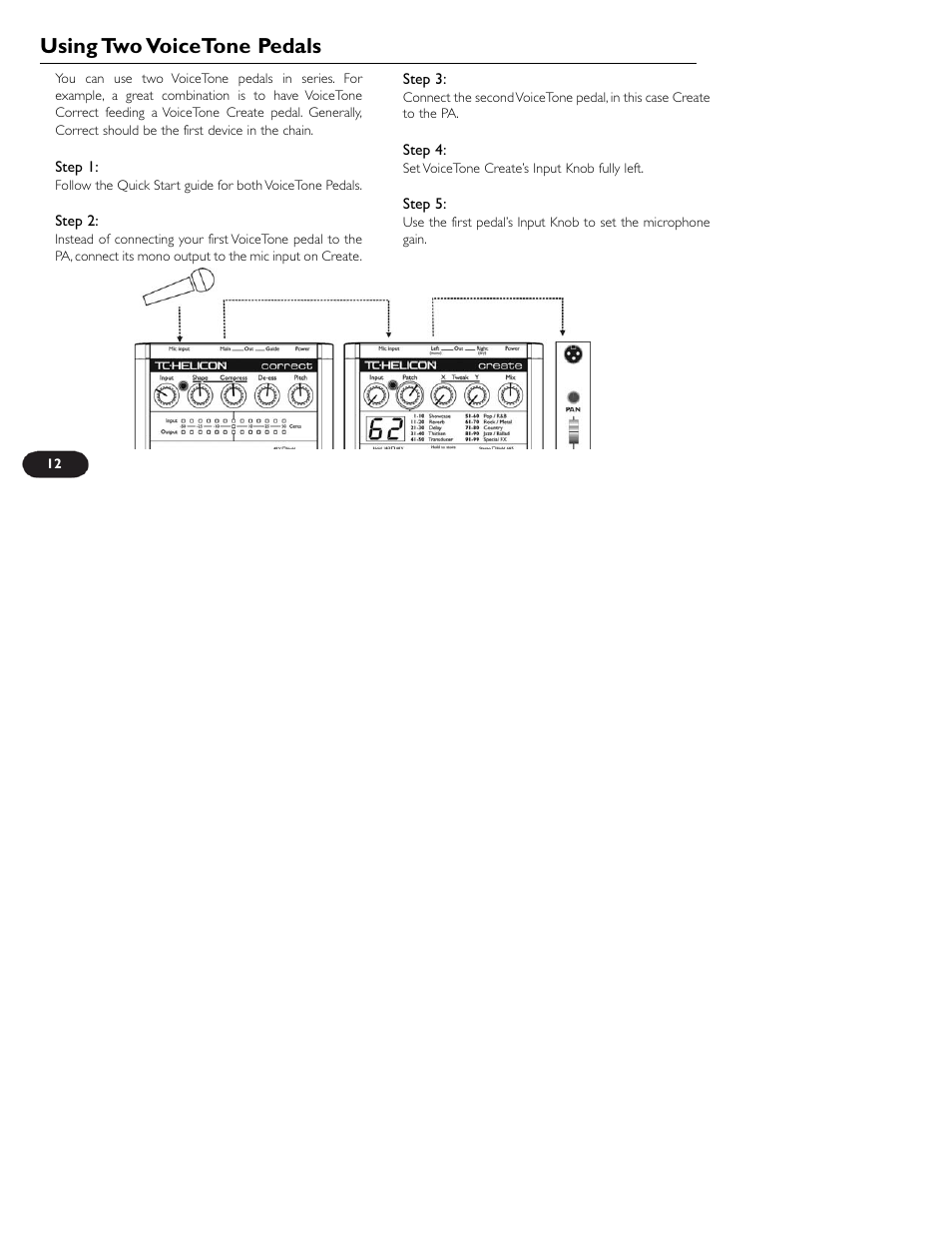 Using two voicetone pedals | TC-Helicon VoiceTone Correct User Manual | Page 12 / 35