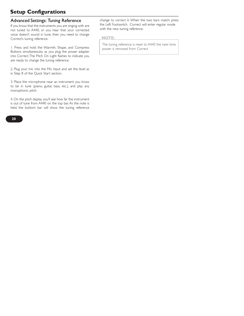 Setup configurations | TC-Helicon VoiceTone Correct User Manual | Page 20 / 35