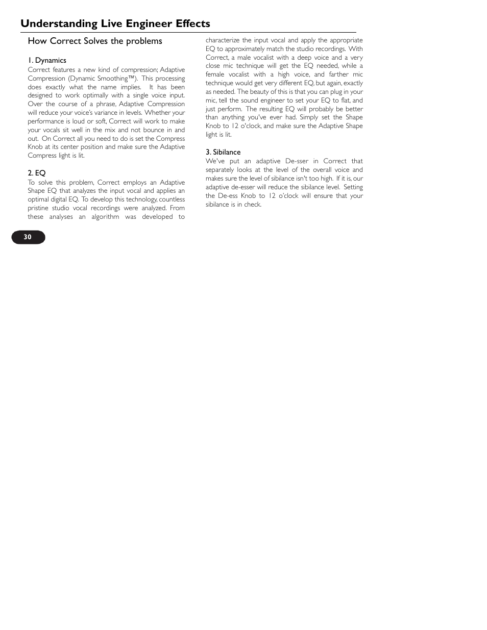 Understanding live engineer effects | TC-Helicon VoiceTone Correct User Manual | Page 30 / 35