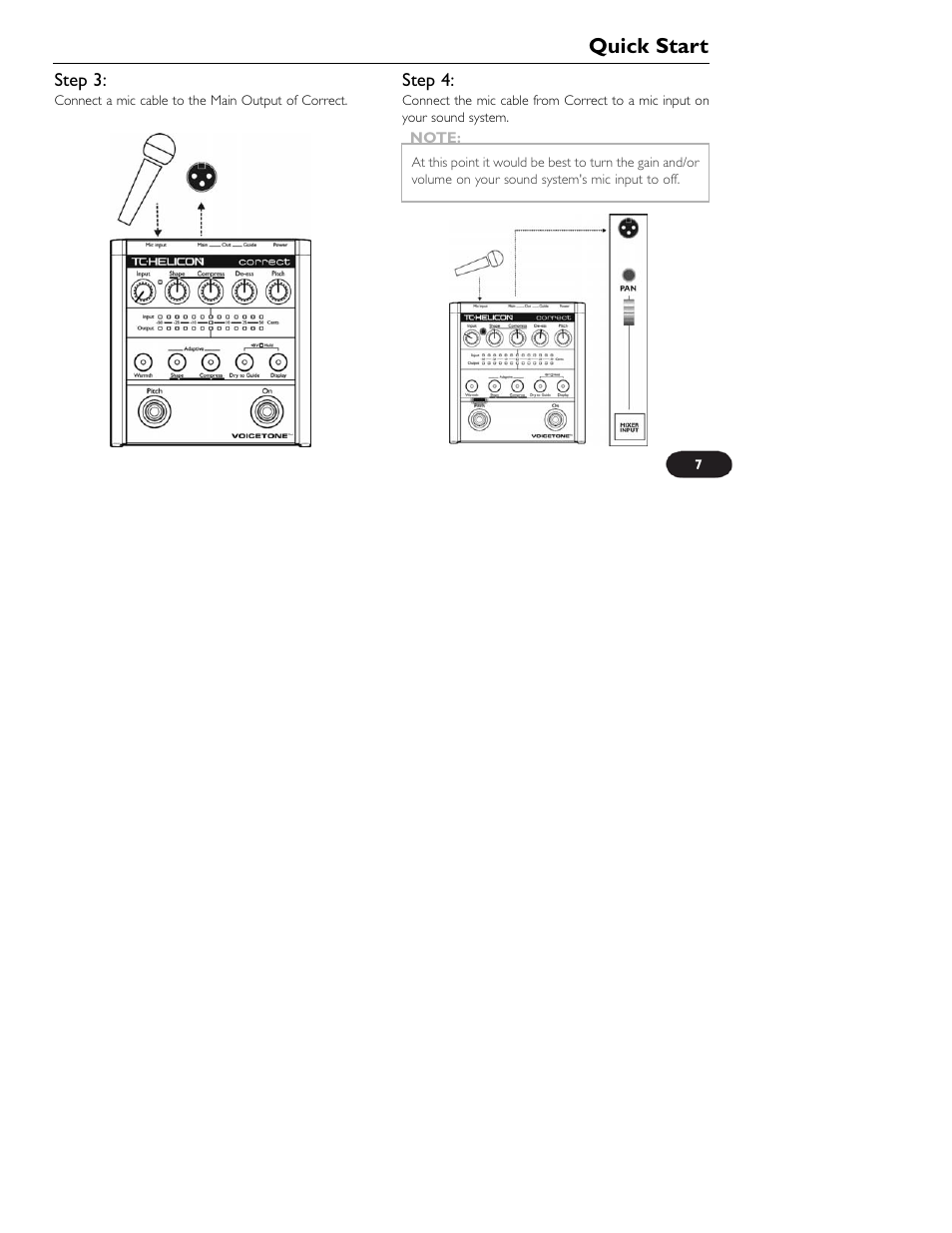 Quick start | TC-Helicon VoiceTone Correct User Manual | Page 7 / 35