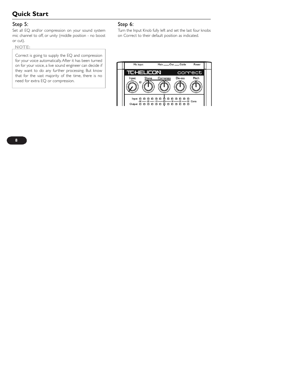 Quick start | TC-Helicon VoiceTone Correct User Manual | Page 8 / 35