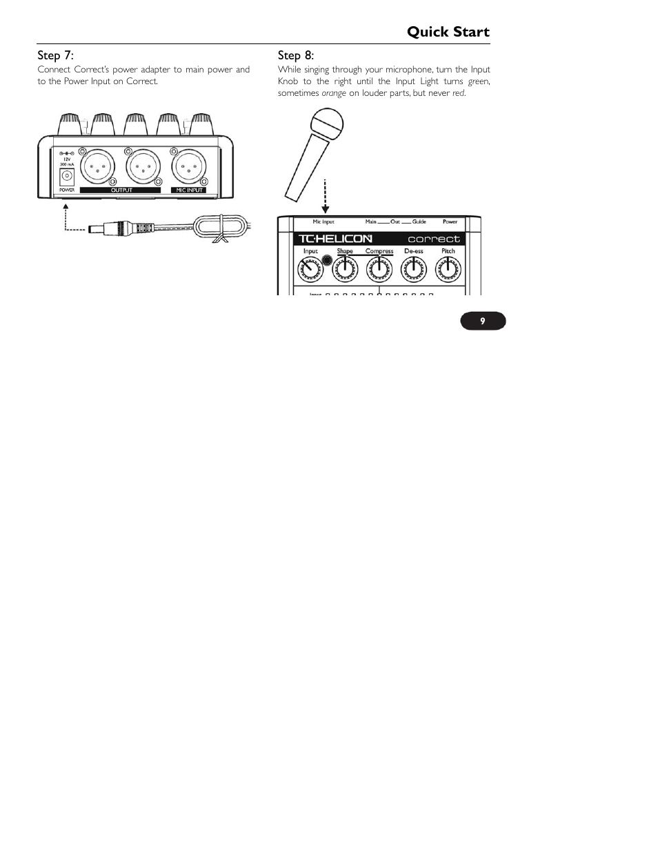 Quick start | TC-Helicon VoiceTone Correct User Manual | Page 9 / 35