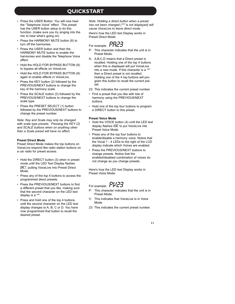 Pa23, Pv23, Quickstart | TC-Helicon VoiceLive Manual User Manual | Page 13 / 59