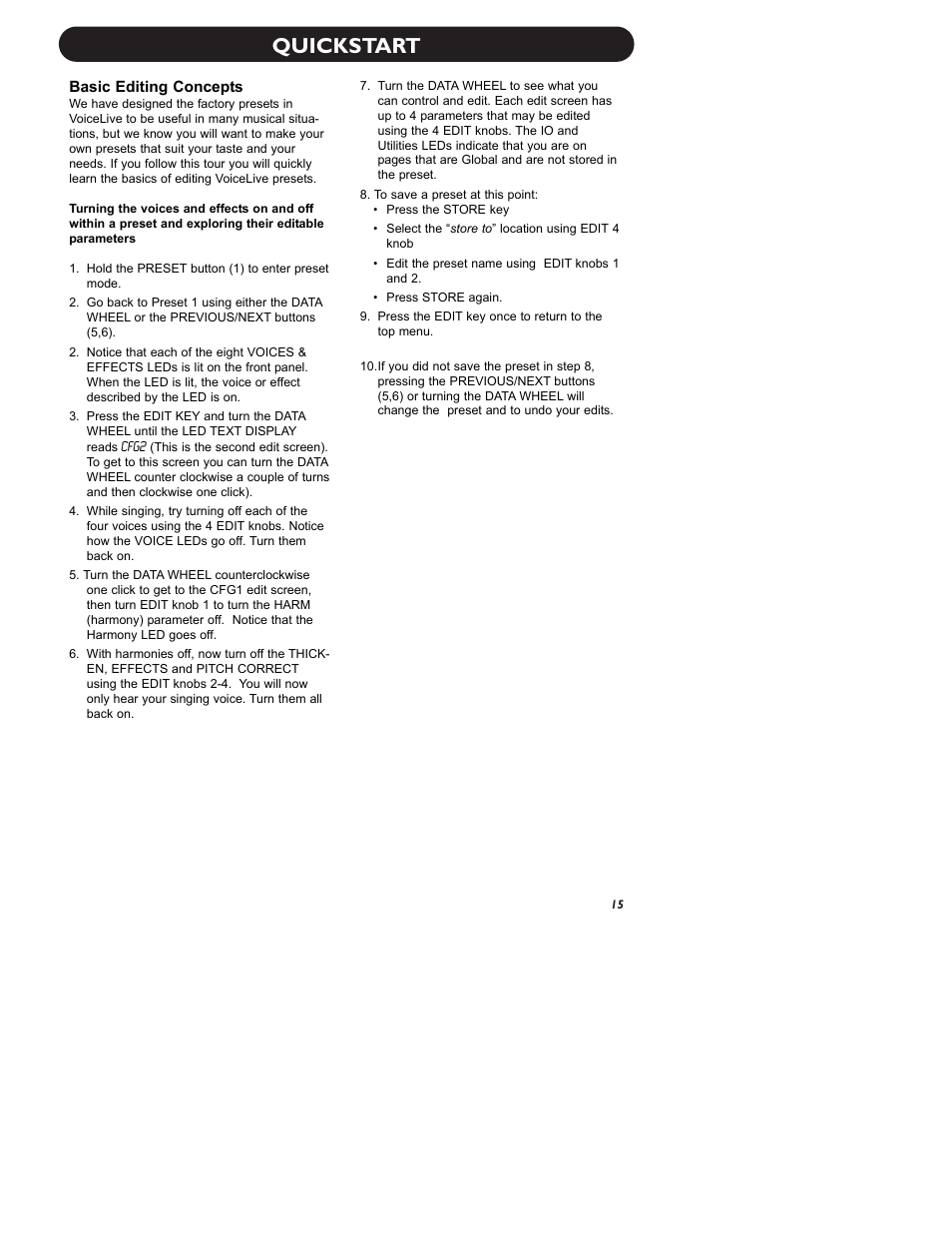 Quickstart | TC-Helicon VoiceLive Manual User Manual | Page 17 / 59