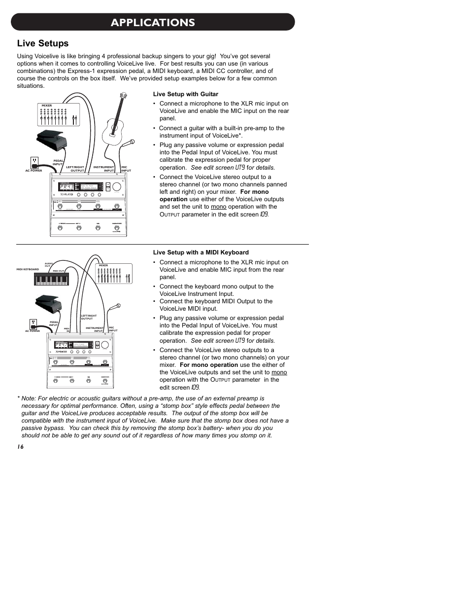 Applications, Live setups | TC-Helicon VoiceLive Manual User Manual | Page 18 / 59
