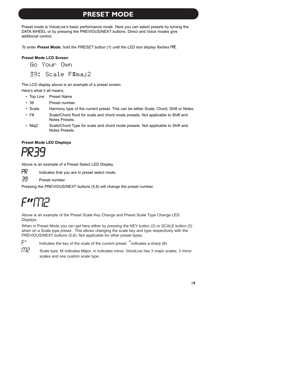 Pr39, F” m2, Go your own 39: scale f#maj2 | Preset mode | TC-Helicon VoiceLive Manual User Manual | Page 21 / 59