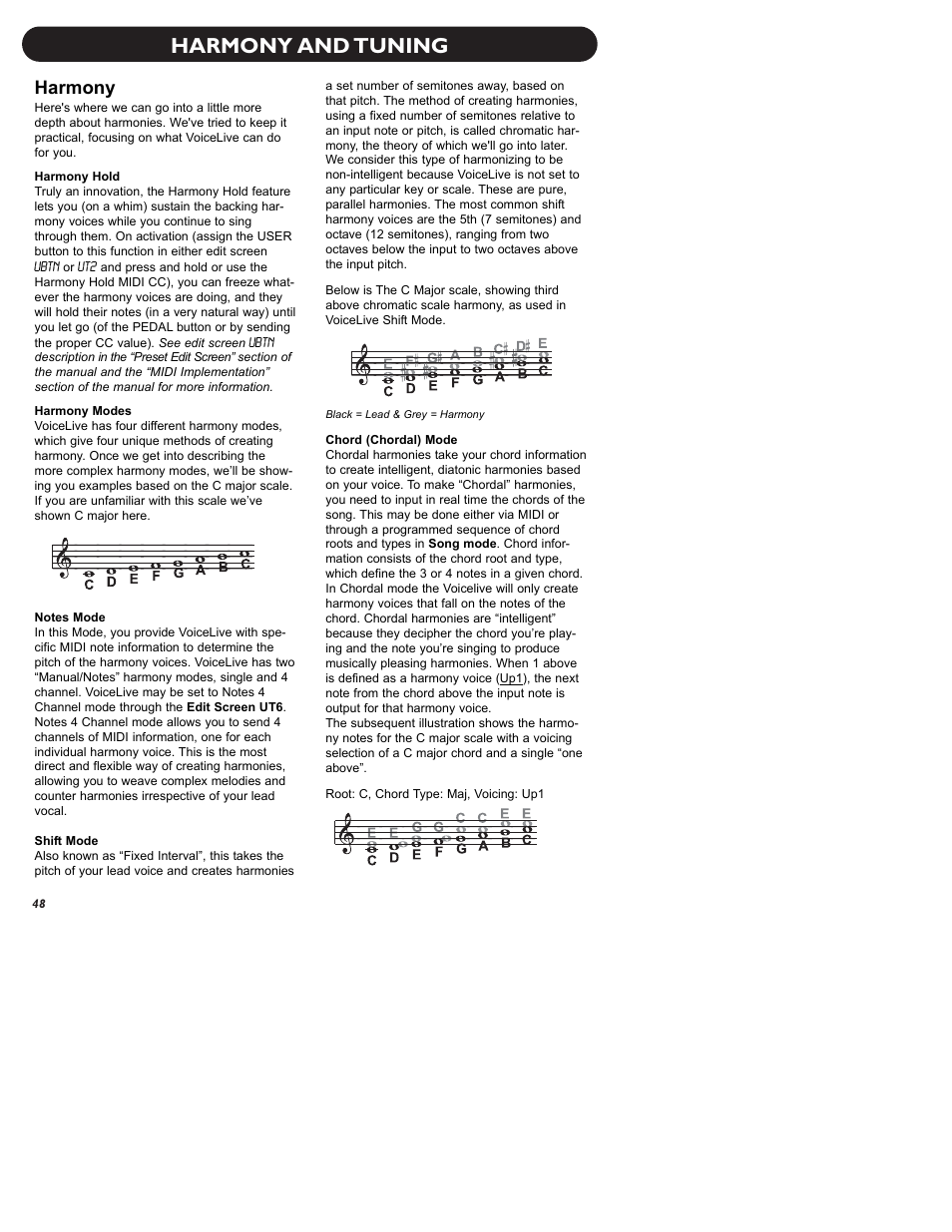 Harmony and tuning, Harmony | TC-Helicon VoiceLive Manual User Manual | Page 50 / 59