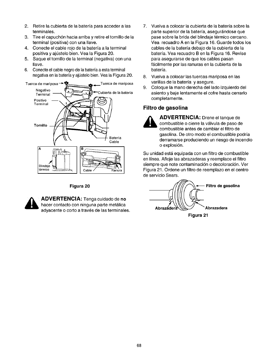 Filtro de gasolina | Craftsman 247.27022 User Manual | Page 68 / 72