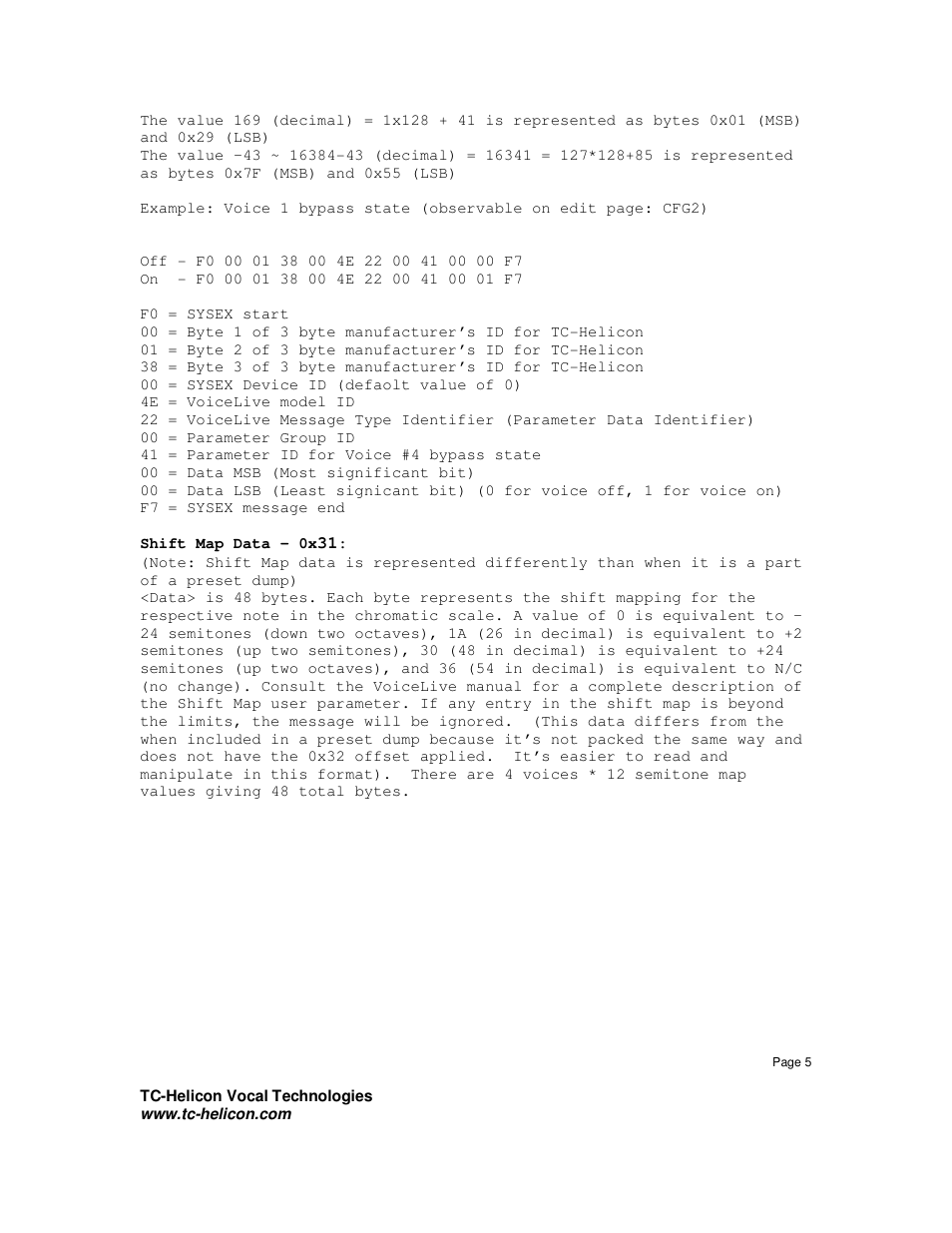 TC-Helicon VoiceLive Sysex Manual User Manual | Page 5 / 10