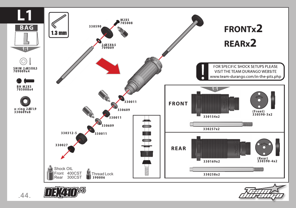 Frontx, Rearx | Team Durango DEX410 v4 User Manual | Page 44 / 80