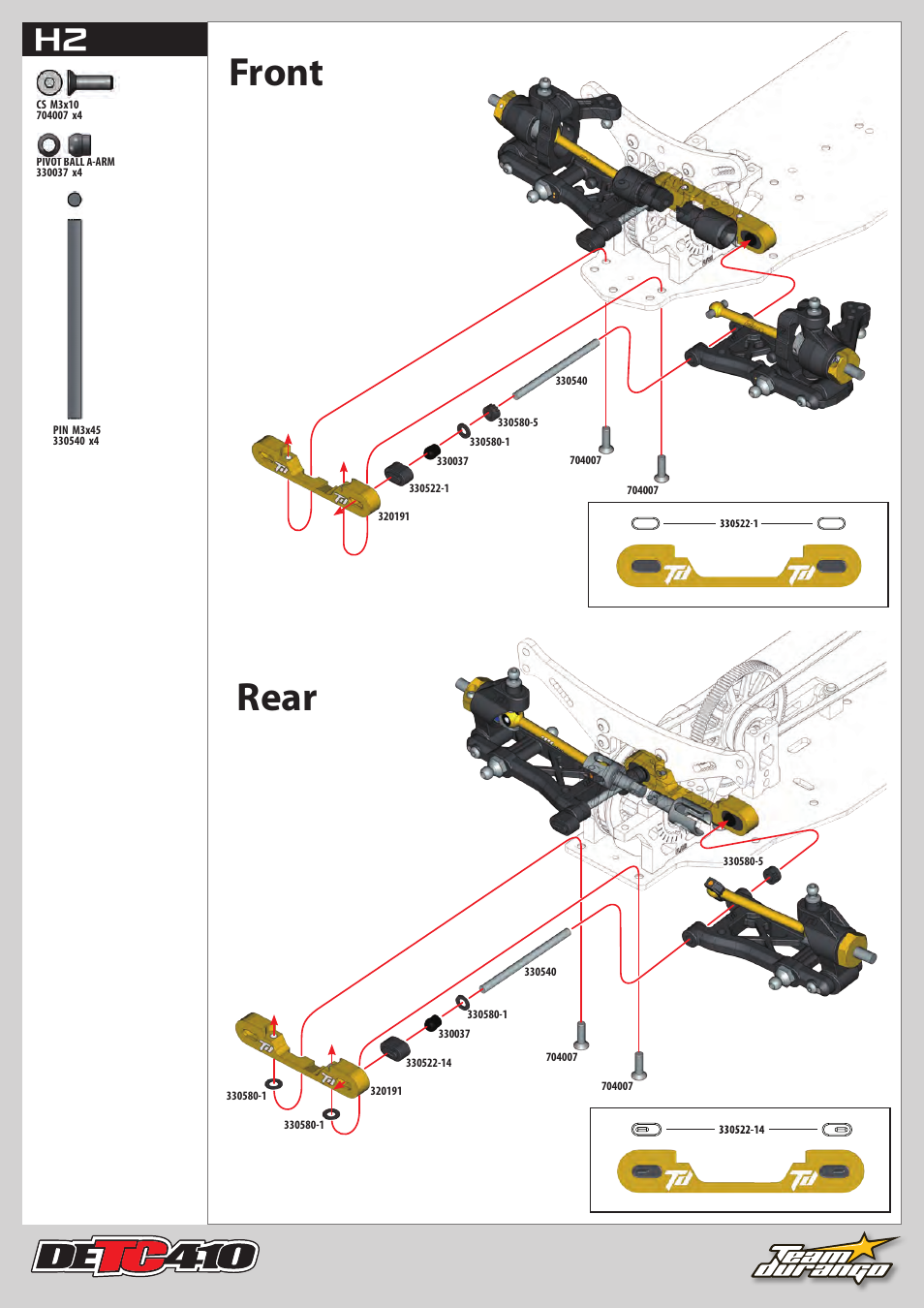 Front rear | Team Durango DETC410 User Manual | Page 24 / 48