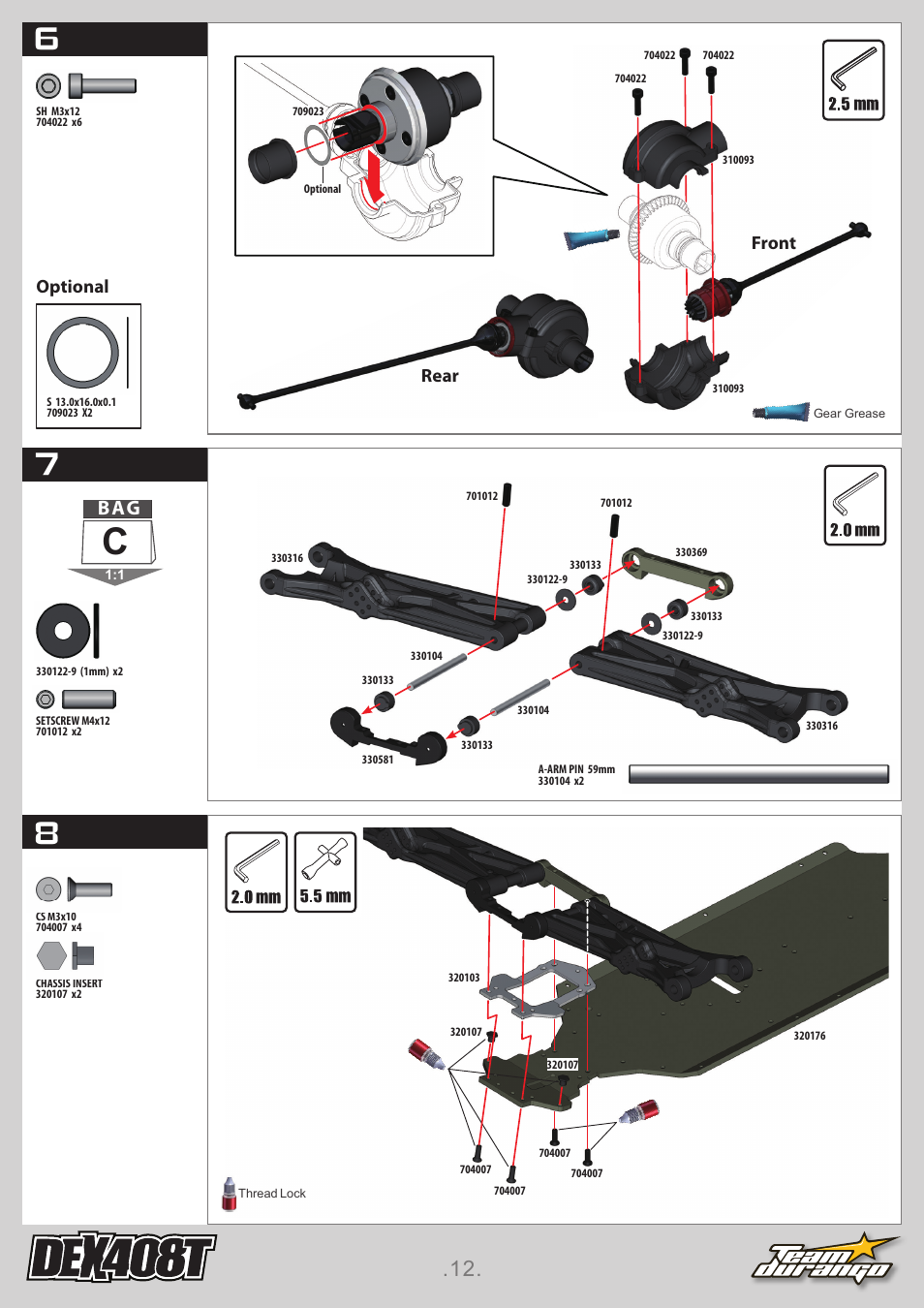 Rear front, Optional | Team Durango DEX408T User Manual | Page 12 / 44