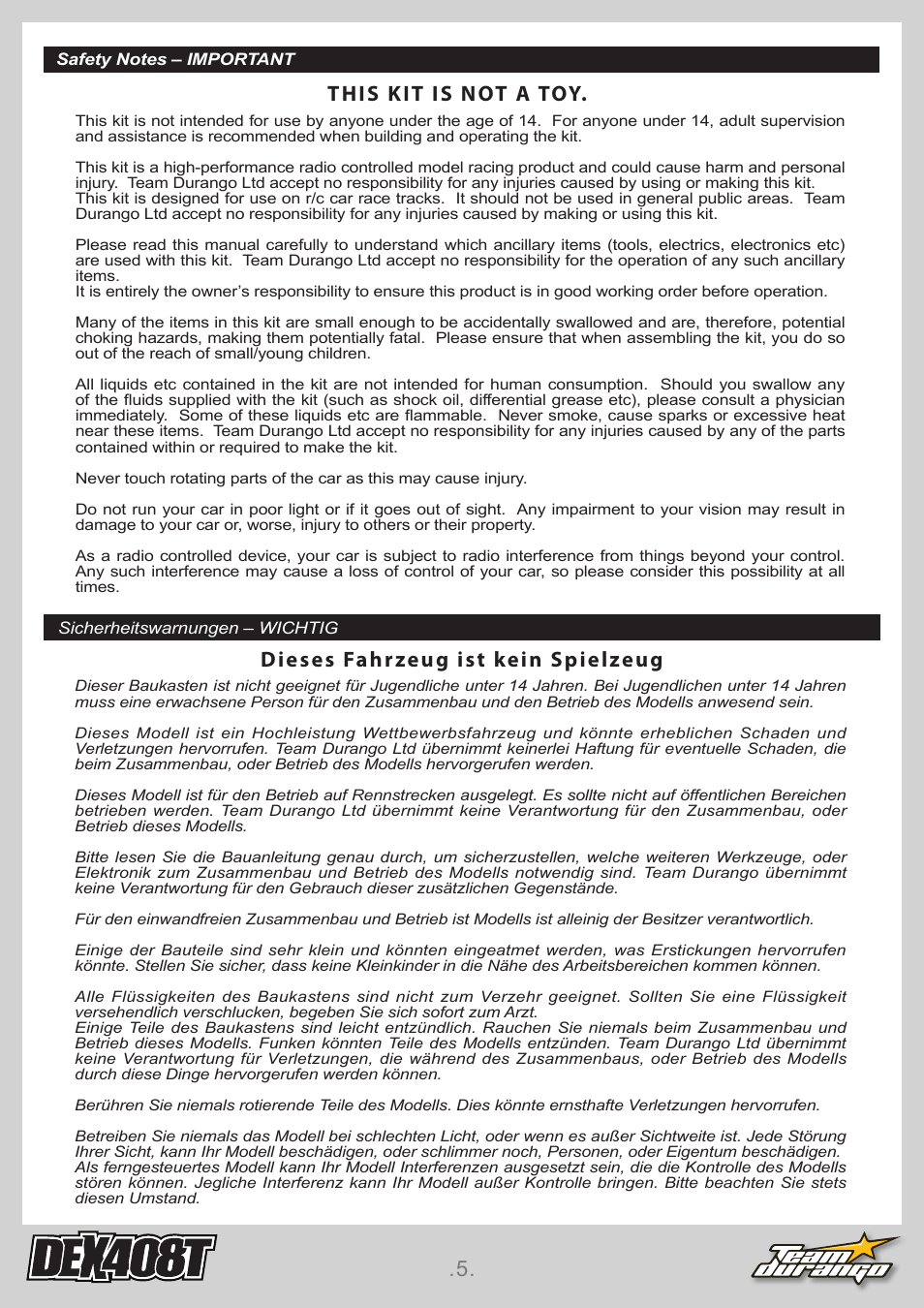 Team Durango DEX408T User Manual | Page 5 / 44