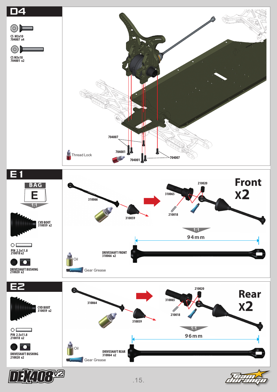 Front rear x, D4 e1 e2 | Team Durango DEX408 v2 User Manual | Page 15 / 44