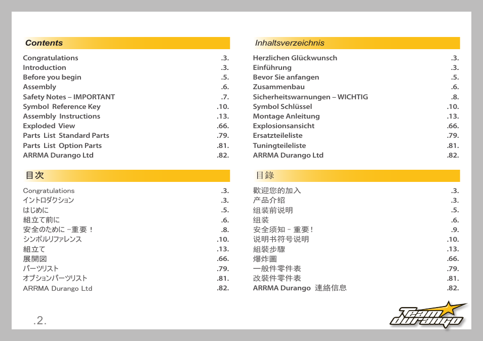 Team Durango DESC410R v2 User Manual | Page 2 / 84