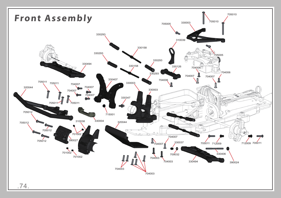 Front assembly | Team Durango DESC410R v2 User Manual | Page 74 / 84