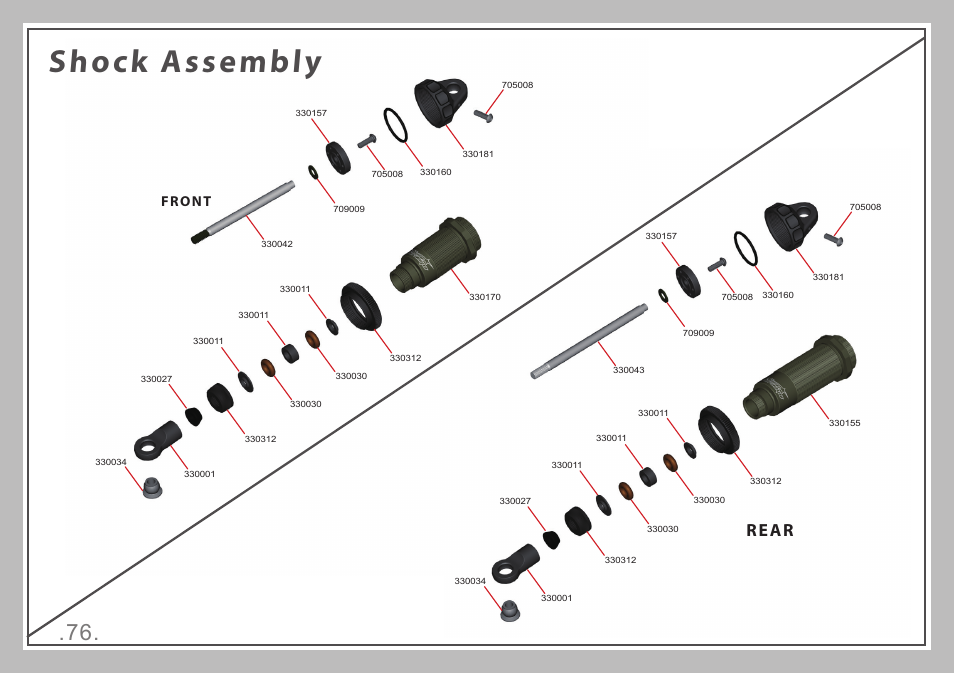 Shock assembly, Rear, Front | Team Durango DESC410R v2 User Manual | Page 76 / 84