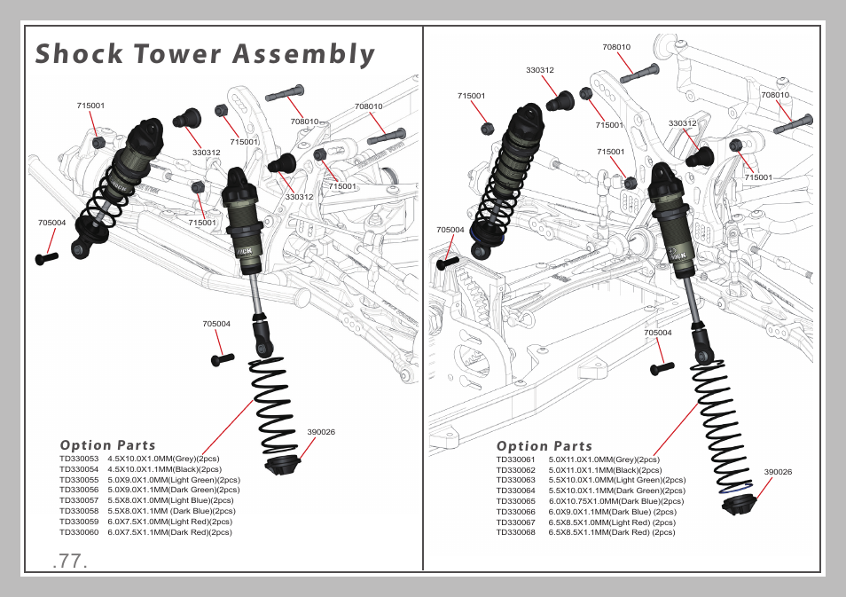 Shock tower assembly, Option parts | Team Durango DESC410R v2 User Manual | Page 77 / 84