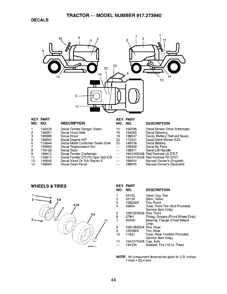 Decals | Craftsman 917.273840 User Manual | Page 44 / 60