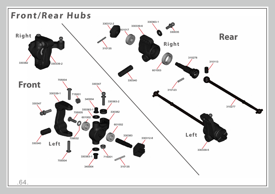 Front/rear hubs, Front, Rear | Right, Left | Team Durango DESC210R User Manual | Page 64 / 80